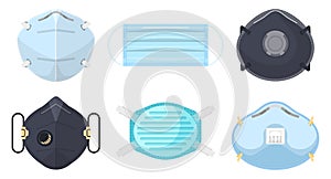 Medical masks, coronravirus antiviral hygiene, vector illustration