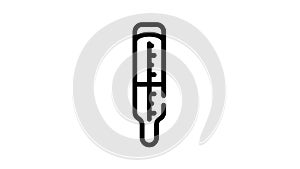 medical mercury thermometer black icon animation