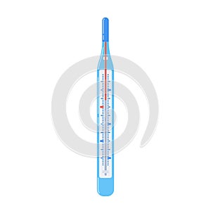 Medical Mercury Thermometer Isolated Icon. Hospital, Clinic And Home Temperature-measuring Device With Bulb