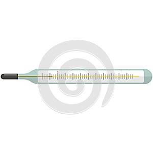 Medical mercury thermometer vector icon on white