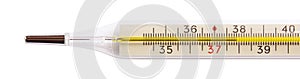 Medical mercury thermometer on a white background isolated