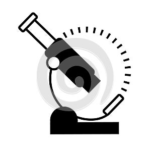 Medical microscope icon, on transparent background, flat line design, vector illustration