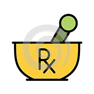 medical mortar lineal color vector icon