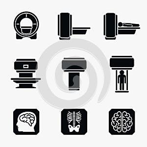 Medical MRI scanner diagnostic. Vector icons photo