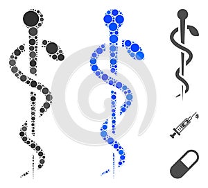 Medical Needle Mosaic Icon of Spheric Items