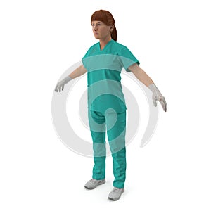 Medical nurse woman Standing Isolated on white. 3D illustration