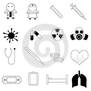 Medical objects for hospitals or Sanatoriums, vector illustration photo