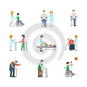 Medical occupation professional people icon set flat vector