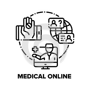 Medical Online Vector Concept Black Illustration