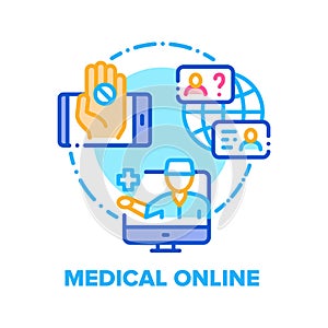 Medical Online Vector Concept Color Illustration flat