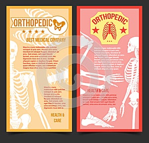 Medical orthopedic posters with human bones