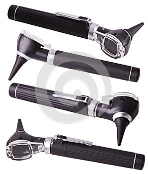 Medical otoscope used by ENT doctor for ear examination.