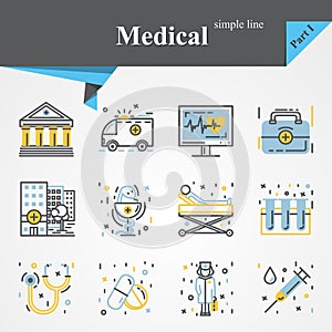 Medical outline icon set
