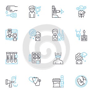 Medical oversight linear icons set. Supervision, Management, Governance, Oversight, Control, Regulation, Authorisation