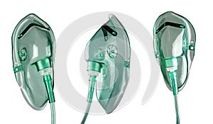 Medical oxygen masks isolated  white background