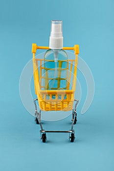 Medical paramedic, antiseptic in a shopping cart. The concept.