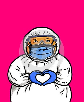 Medical Personal Protective Equipment PPE Hand Heart Shape