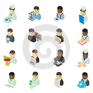Medical personnel icons set, isometric style