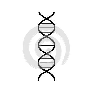 Medical pharmaceutical abstract dna gene helix, simple black and white icon on white background. Vector illustration