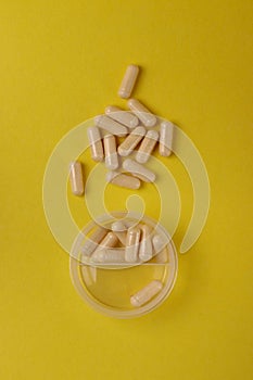Medical pharmacy pills close up. minimalism