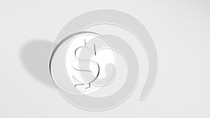 Medical pill with dollar sign, 3D on white background with shadow. The concept of monetary dependence. Universal medicine