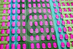 Medical Pills in Blister Packs on the Production Line