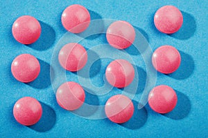 Medical pills of round shape and light color