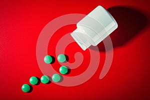 Medical pills of round shape and light color