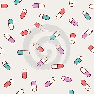 Medical pills seamless pattern.