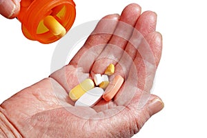 Medical pills in senior hand