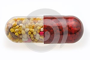 Medical pills on a white background. Close-up. Medicines for health promotion. Medical prescription  Vitamins