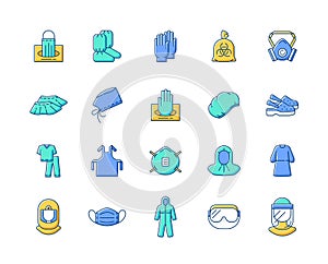 Medical PPE RGB color icons set photo