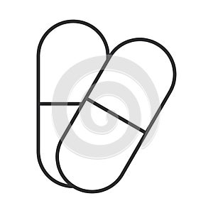 Medical prescription capsule medicine, linear icon design