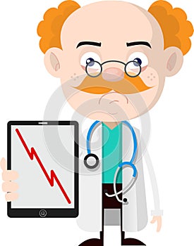 Medical Professional Doctor - Presenting Loss Graph on Tablet