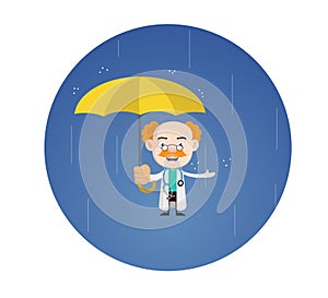 Medical Professional Doctor - Standing in Rain with Umbrella