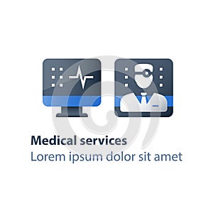 Medical professional support and guidance, doctor online, healthcare service app, fast help
