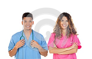 Medical professionals with colorful uniforms