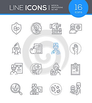 Medical professions - line design style icons set