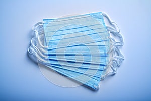 Medical protection face mask on blue background - Covid 19 protection