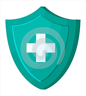 Medical protection shield with health cross.