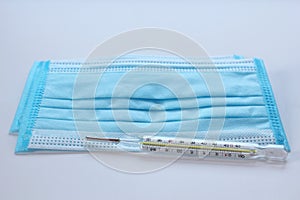 Medical protective mask, surgical face mask, hygienic mask and mercury thermometer.