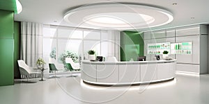 Medical reception desk room health building, AI Generated