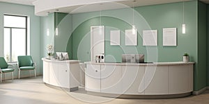 Medical reception desk room health building, AI Generated