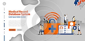 Medical Record database system, wifi internet to help record patient`s disease history .vector illustration concept can be use fo