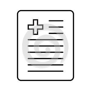 Medical record icon, medical report icon, medical history thin line icon, vector isolated.