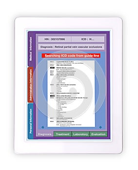 Medical record technology using digital tablet for ICD code searching photo