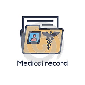 Medical Records Icon with Caduceus and personal health record imagery w phr, emr, ehr