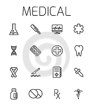 Medical related vector icon set.