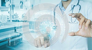 Medical report analysis on remote patient monitoring, network connectivity on virtual screens, medical technologies.