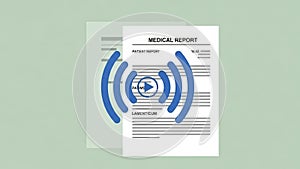 Medical Report Document with Blue Logo